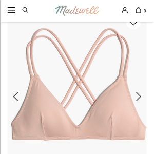 NWT J. Crew Madewell Pink Cross Back Bikini Top XS